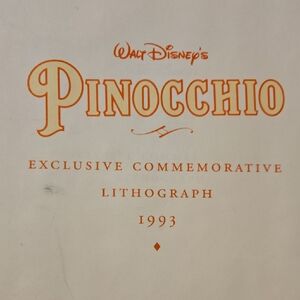 Disney Pinocchio Orange Lithograph